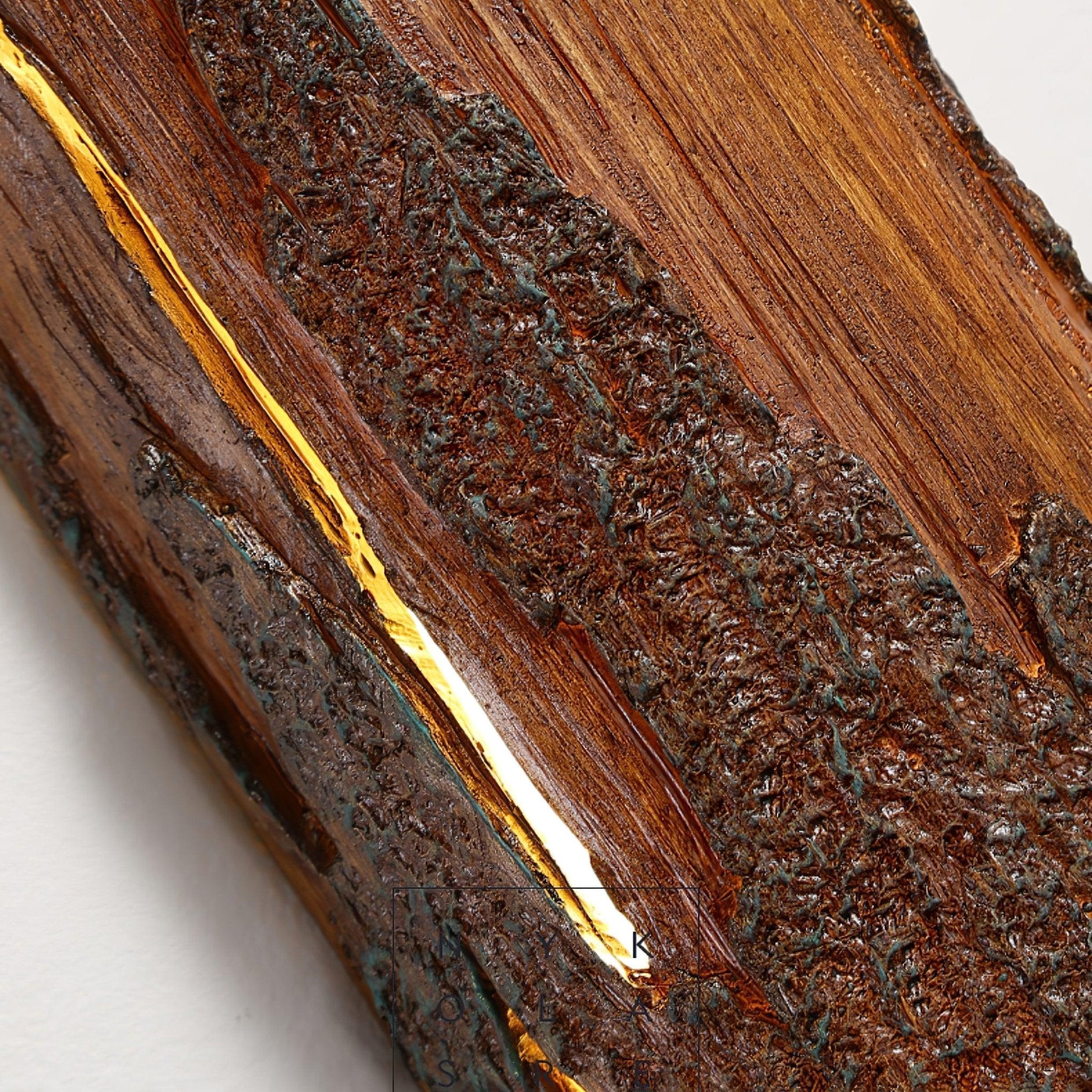 Modern Rustic Bark Textured LED Wall Sconce Resin Interior Bracket Light