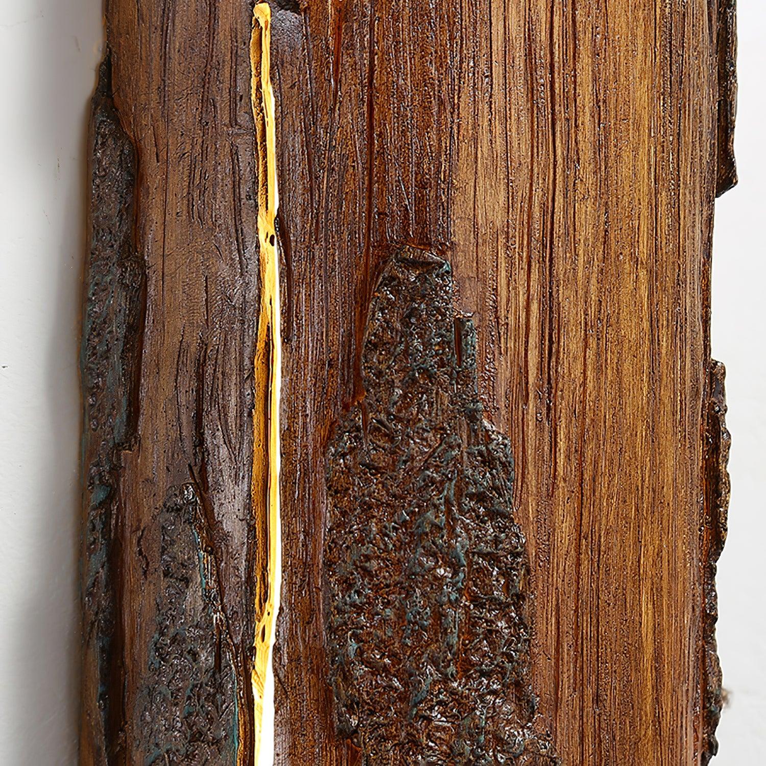 Modern Rustic Bark Textured LED Wall Sconce Resin Interior Bracket Light
