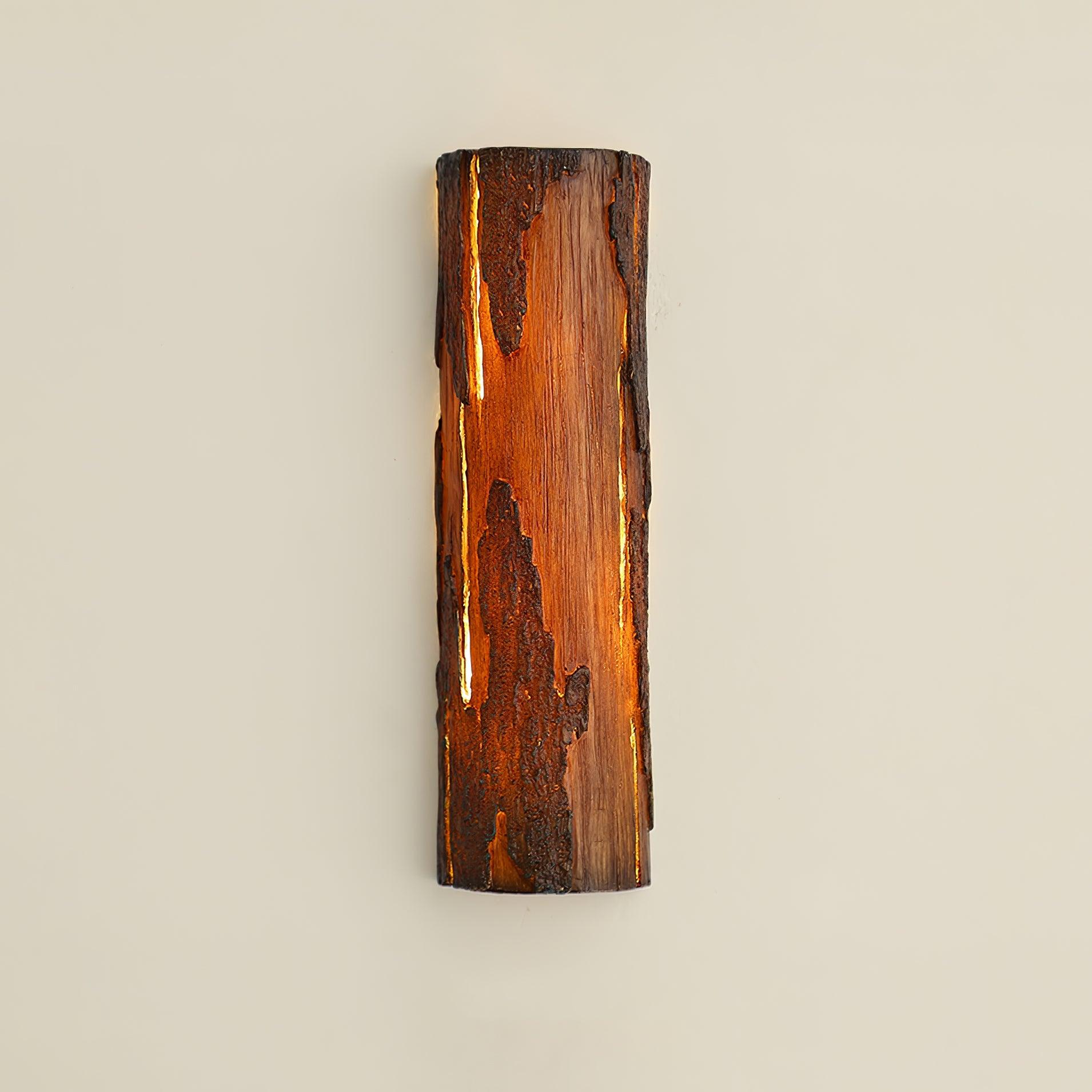 Modern Rustic Bark Textured LED Wall Sconce Resin Interior Bracket Light