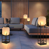Modern Rustic LED Lantern Outdoor Floor Lamp IP65 Waterproof Solar and Hardwired Garden Light