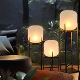 Modern Rustic LED Lantern Outdoor Floor Lamp IP65 Waterproof Solar and Hardwired Garden Light