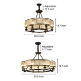 Modern Rustic Round Crystal Chandelier with Three Step Dimming Metal Frame for Living Room