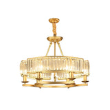 Modern Rustic Round Crystal Chandelier with Three Step Dimming Metal Frame for Living Room