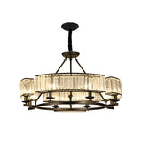 Modern Rustic Round Crystal Chandelier with Three Step Dimming Metal Frame for Living Room
