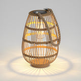 Modern Rustic Wood and Rattan Solar Garden Lantern Waterproof LED Portable Lawn Light