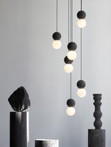 Modern Sandstone and Opal Glass Sphere Pendant Light for Minimalist Interior Decor