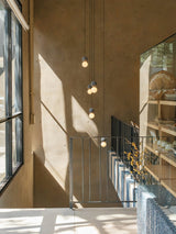 Modern Sandstone and Opal Glass Sphere Pendant Light for Minimalist Interior Decor