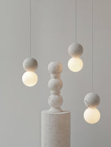 Modern Sandstone and Opal Glass Sphere Pendant Light for Minimalist Interior Decor