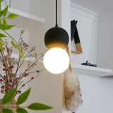 Modern Sandstone and Opal Glass Sphere Pendant Light for Minimalist Interior Decor