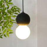 Modern Sandstone and Opal Glass Sphere Pendant Light for Minimalist Interior Decor