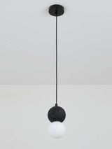 Modern Sandstone and Opal Glass Sphere Pendant Light for Minimalist Interior Decor