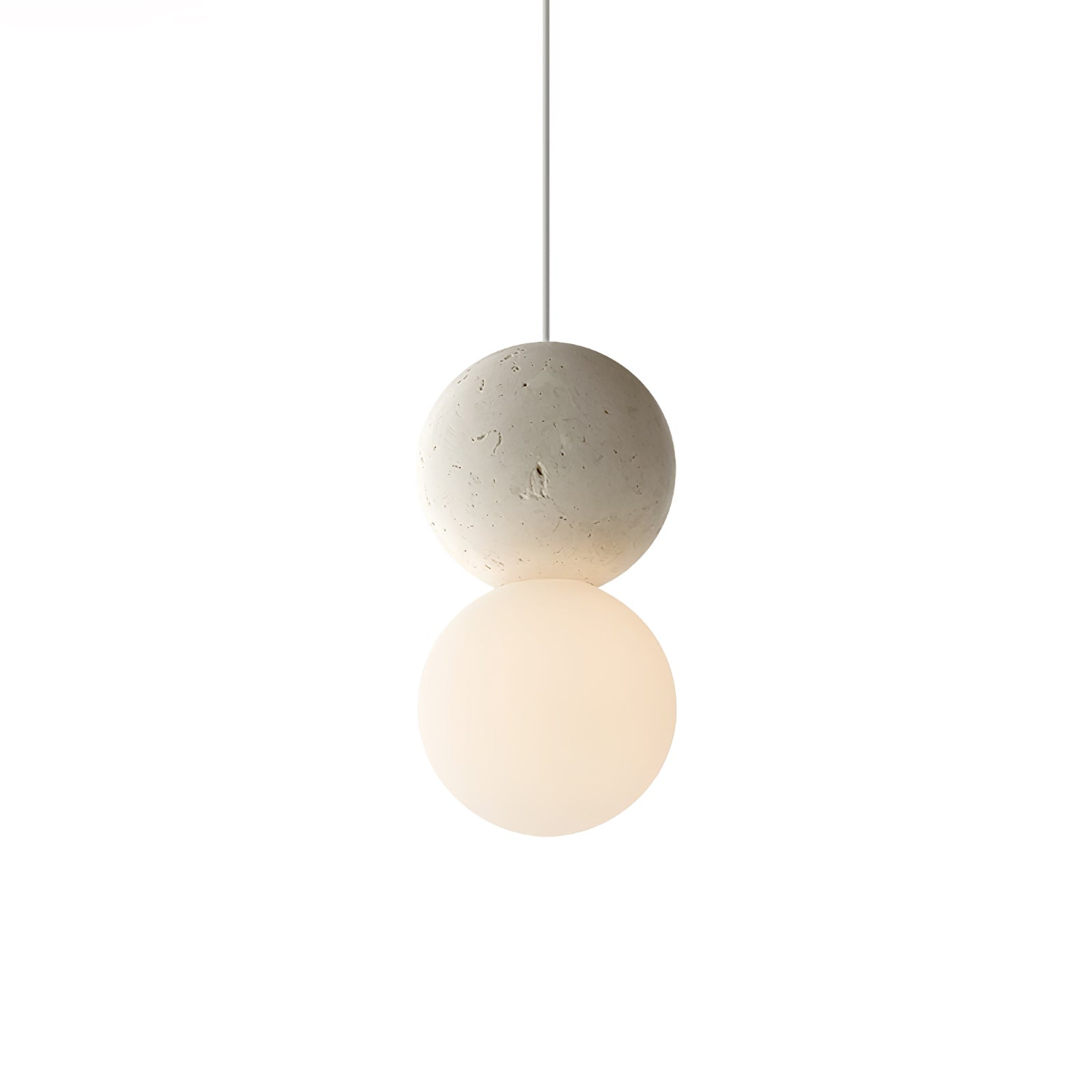 Modern Sandstone and Opal Glass Sphere Pendant Light for Minimalist Interior Decor