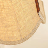 Modern Scalloped Fabric Pendant Light with Walnut Wood Accents for Kitchen and Living Room