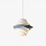 Modern Scandinavian Geometric Metal Pendant Light White and Blue Origami Style Hanging Lamp