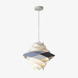 Modern Scandinavian Geometric Metal Pendant Light White and Blue Origami Style Hanging Lamp