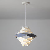 Modern Scandinavian Geometric Metal Pendant Light White and Blue Origami Style Hanging Lamp