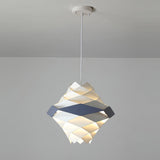 Modern Scandinavian Geometric Metal Pendant Light White and Blue Origami Style Hanging Lamp