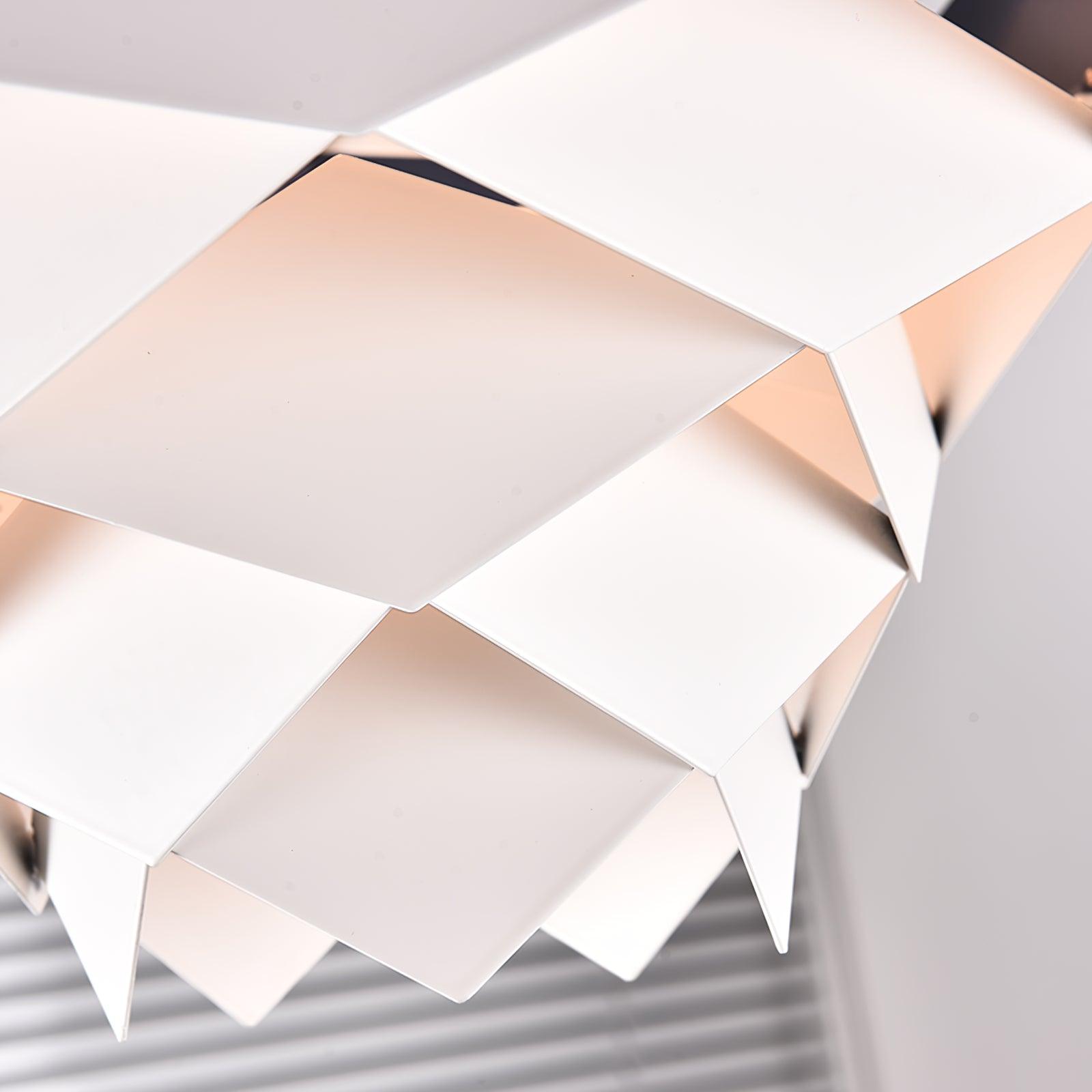 Modern Scandinavian Geometric Metal Pendant Light White and Blue Origami Style Hanging Lamp
