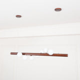 Modern Scandinavian Wood Linear Pendant Light with Glass Globe Shades