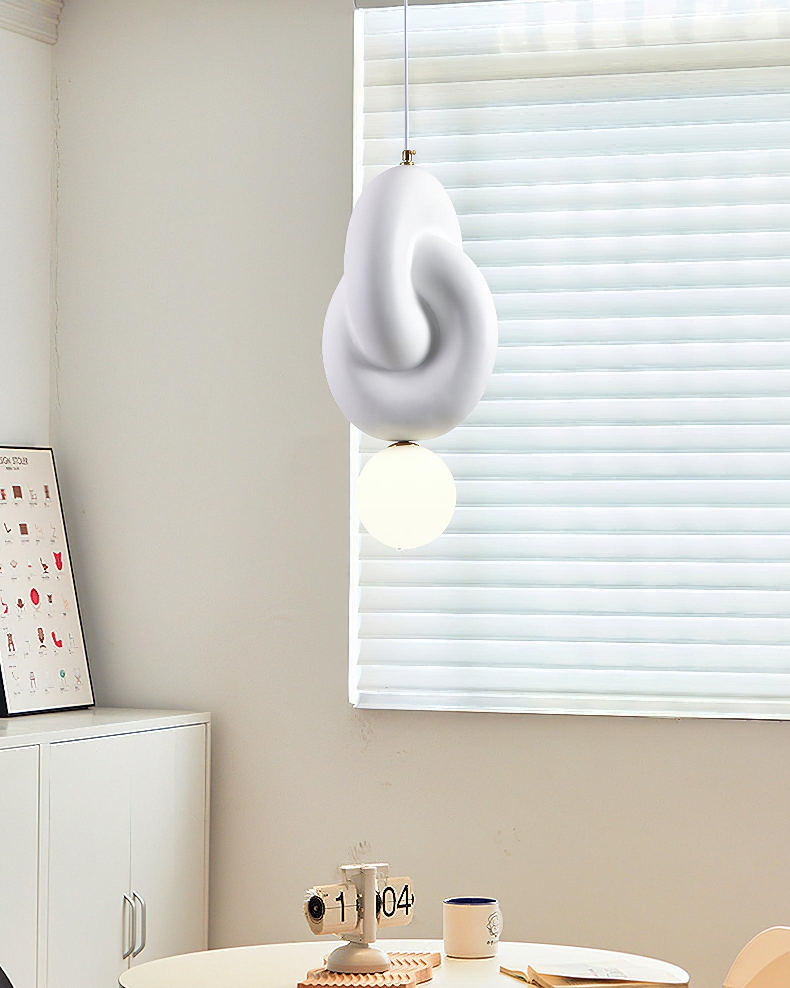 Modern Sculpted Resin and Glass Globe Pendant Lamp Contemporary Droplight Fixture