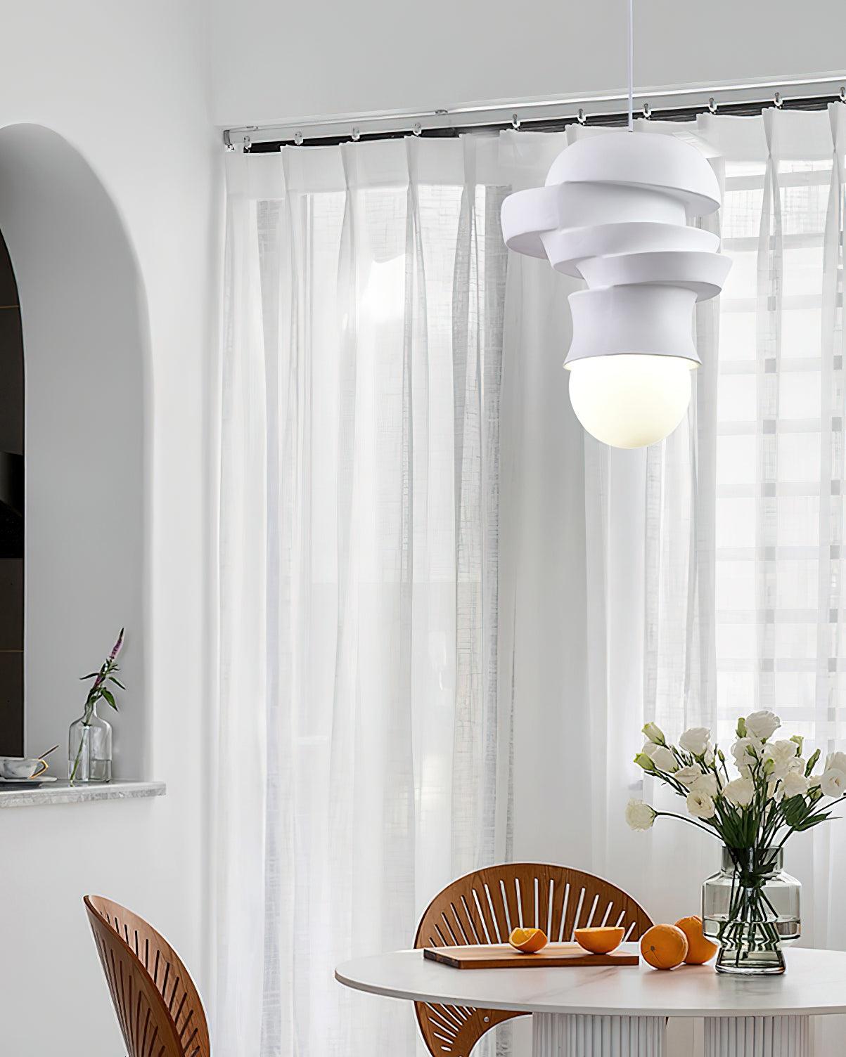Modern Sculpted Resin and Glass Globe Pendant Lamp Contemporary Droplight Fixture