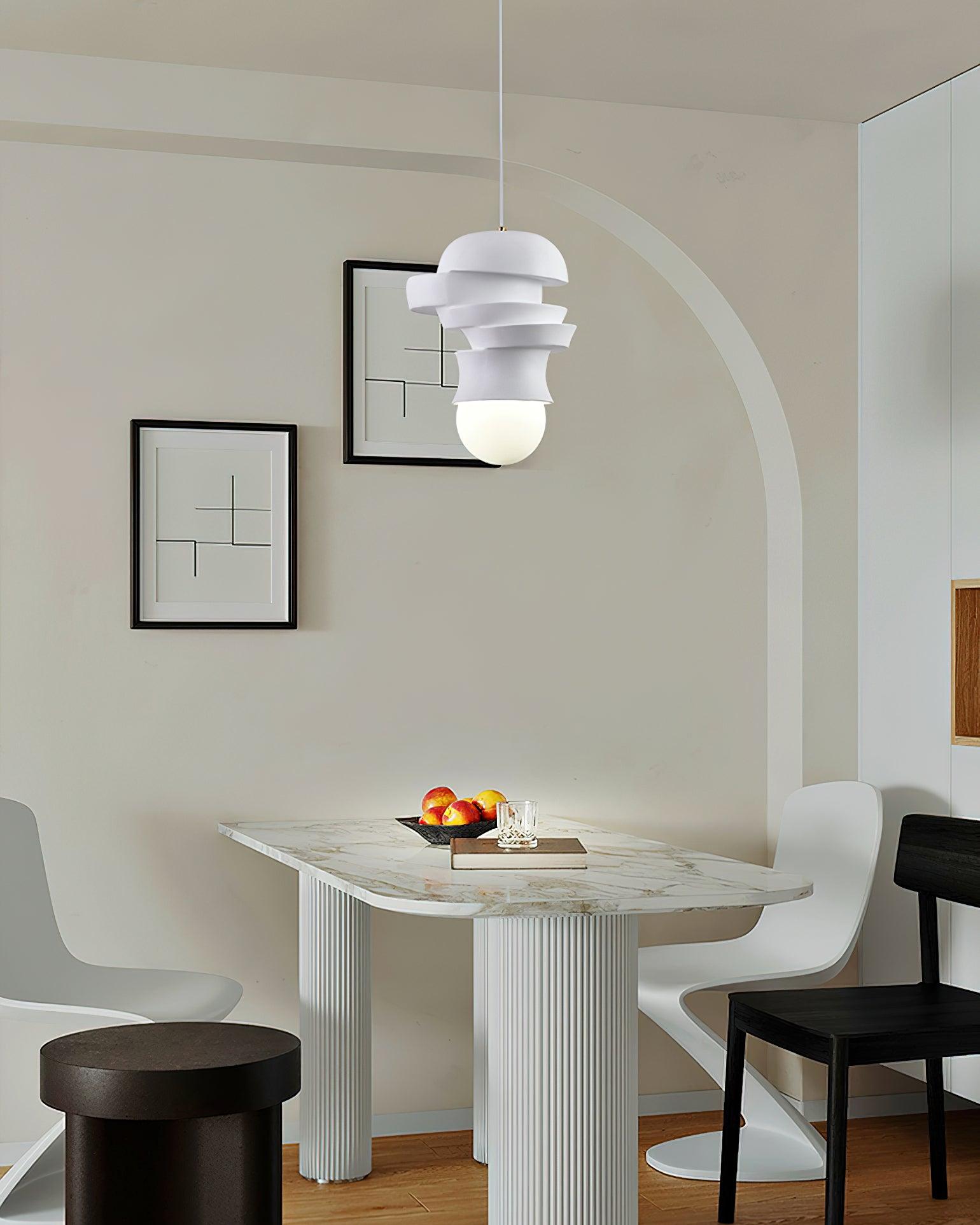 Modern Sculpted Resin and Glass Globe Pendant Lamp Contemporary Droplight Fixture