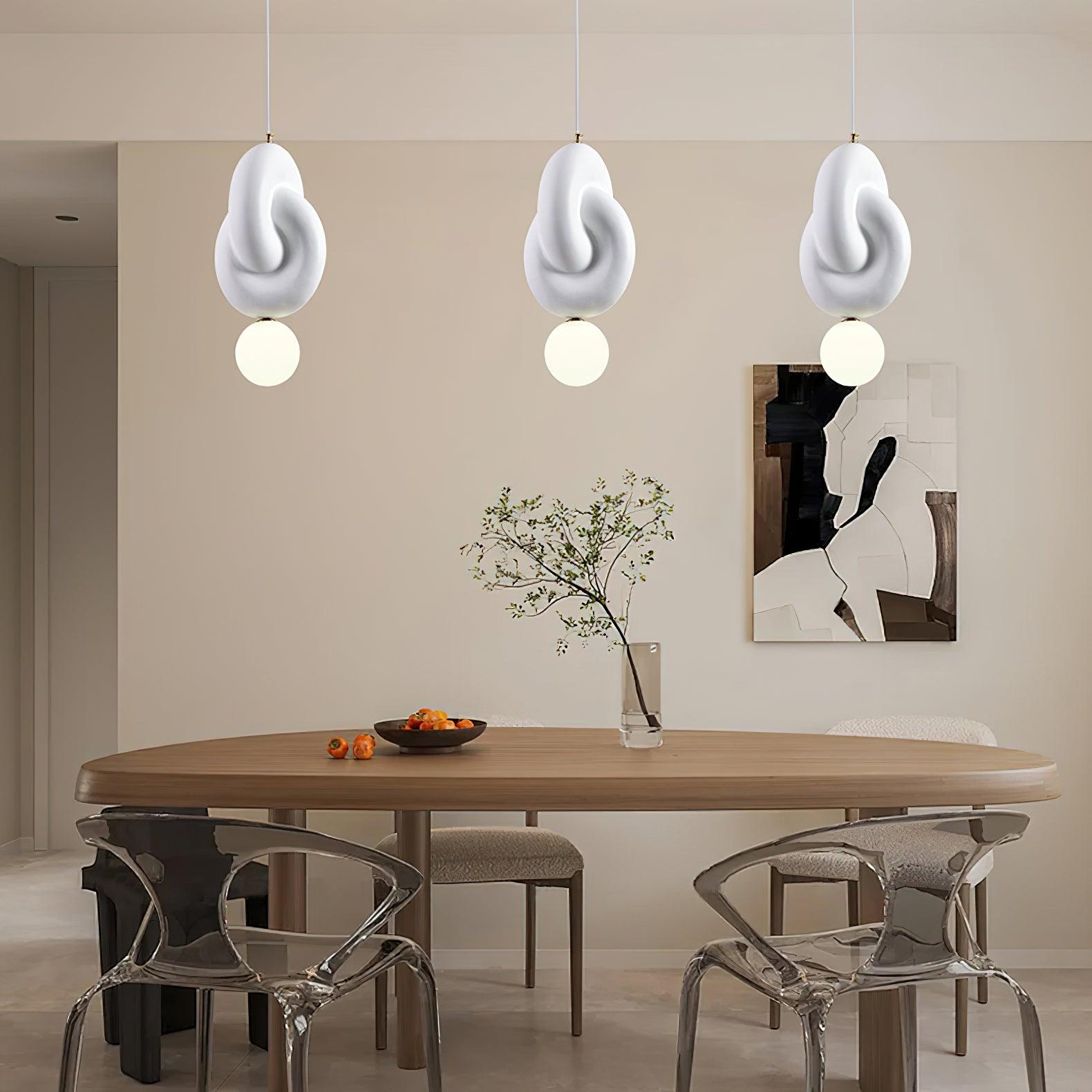 Modern Sculpted Resin and Glass Globe Pendant Lamp Contemporary Droplight Fixture