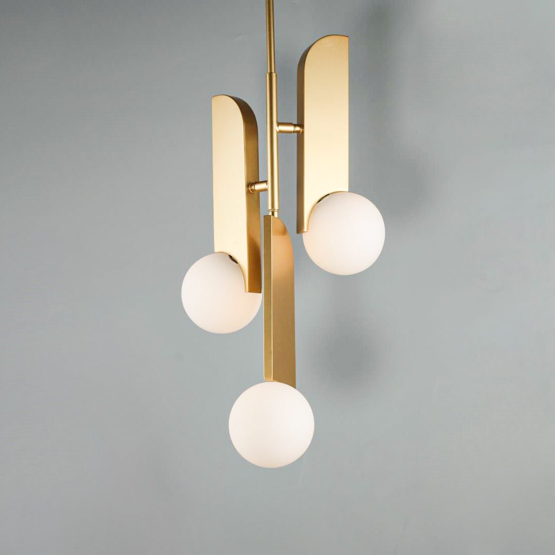 Modern Sculptural Glass Globe Pendant Light Minimalist Architectural Metal Hanging Ceiling Lamp