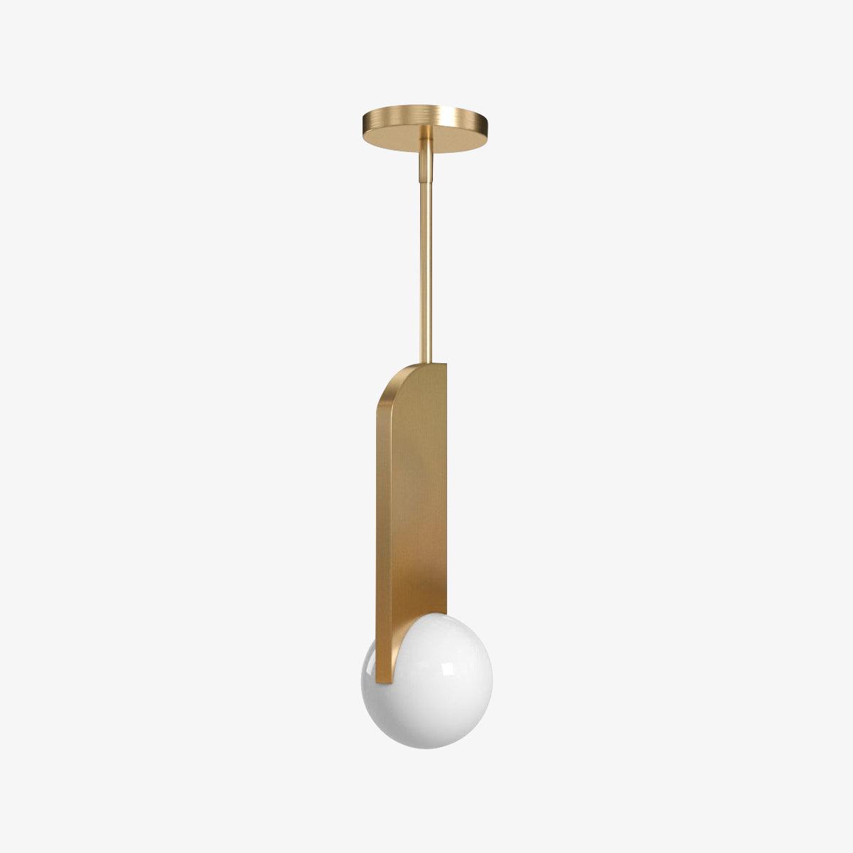 Modern Sculptural Glass Globe Pendant Light Minimalist Architectural Metal Hanging Ceiling Lamp