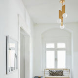 Modern Sculptural Glass Globe Pendant Light Minimalist Architectural Metal Hanging Ceiling Lamp