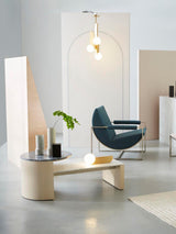 Modern Sculptural Glass Globe Pendant Light Minimalist Architectural Metal Hanging Ceiling Lamp
