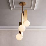 Modern Sculptural Glass Globe Pendant Light Minimalist Architectural Metal Hanging Ceiling Lamp