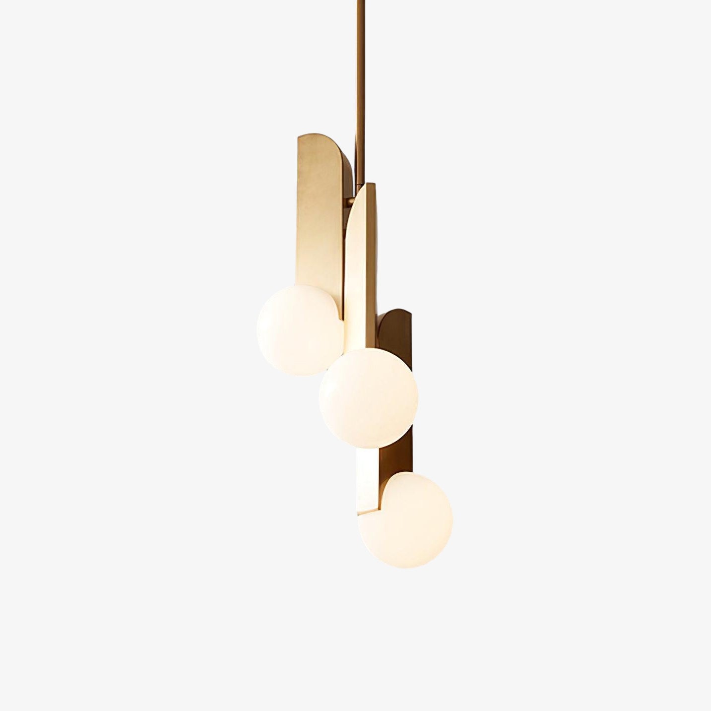 Modern Sculptural Glass Globe Pendant Light Minimalist Architectural Metal Hanging Ceiling Lamp