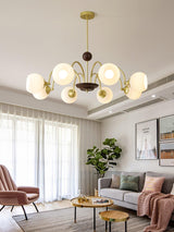 Modern Sculptural Glass Ribbed Chandelier Gold Mid Century Pendant Light for Dining Living Room