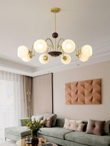 Modern Sculptural Glass Ribbed Chandelier Gold Mid Century Pendant Light for Dining Living Room