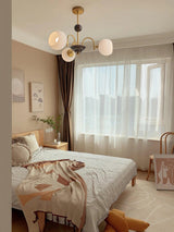 Modern Sculptural Glass Ribbed Chandelier Gold Mid Century Pendant Light for Dining Living Room