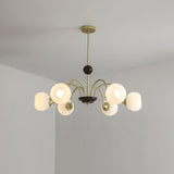 Modern Sculptural Glass Ribbed Chandelier Gold Mid Century Pendant Light for Dining Living Room