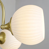 Modern Sculptural Glass Ribbed Chandelier Gold Mid Century Pendant Light for Dining Living Room