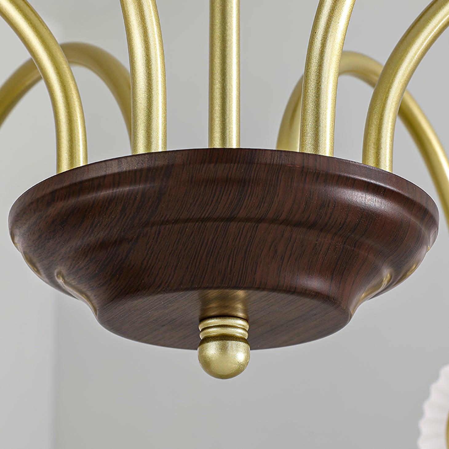 Modern Sculptural Glass Ribbed Chandelier Gold Mid Century Pendant Light for Dining Living Room