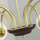 Modern Sculptural Glass Ribbed Chandelier Gold Mid Century Pendant Light for Dining Living Room