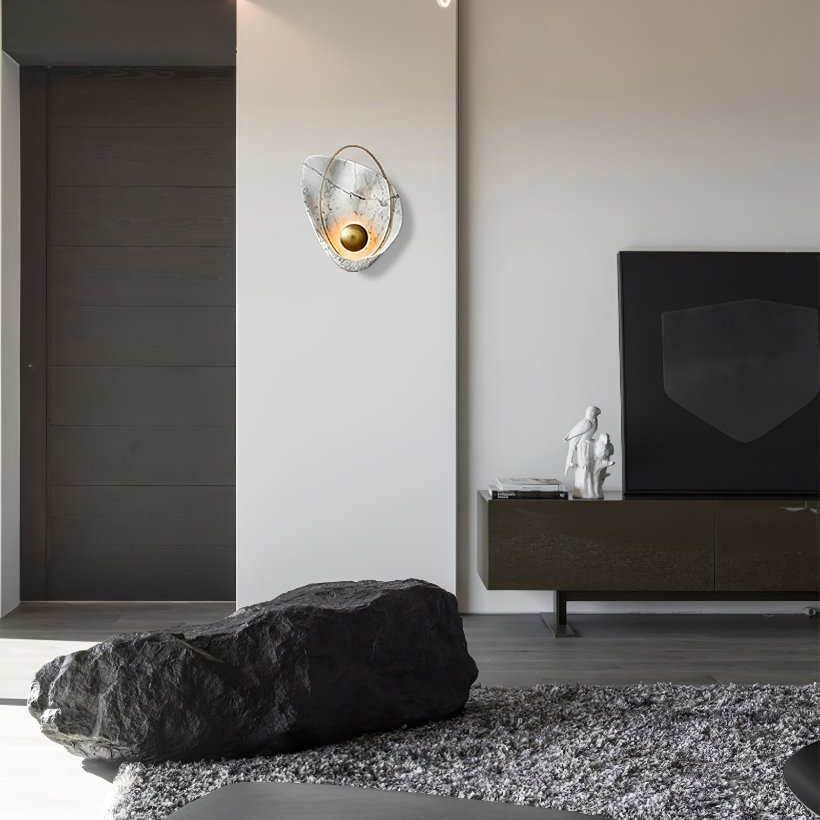 Modern Sculptural Resin Pearl Sconce Wall Lamp Handcrafted Art Deco Lighting