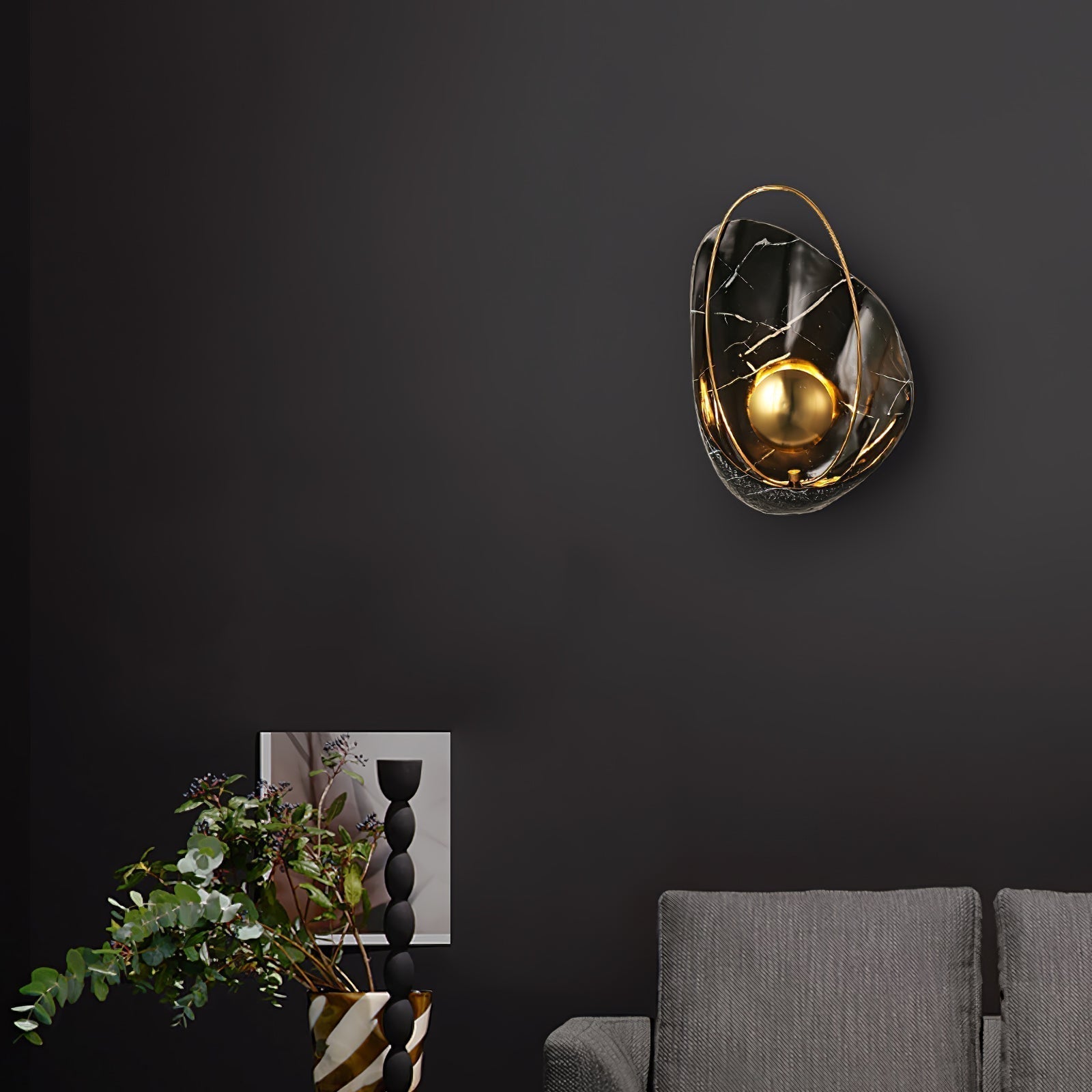 Modern Sculptural Resin Pearl Sconce Wall Lamp Handcrafted Art Deco Lighting