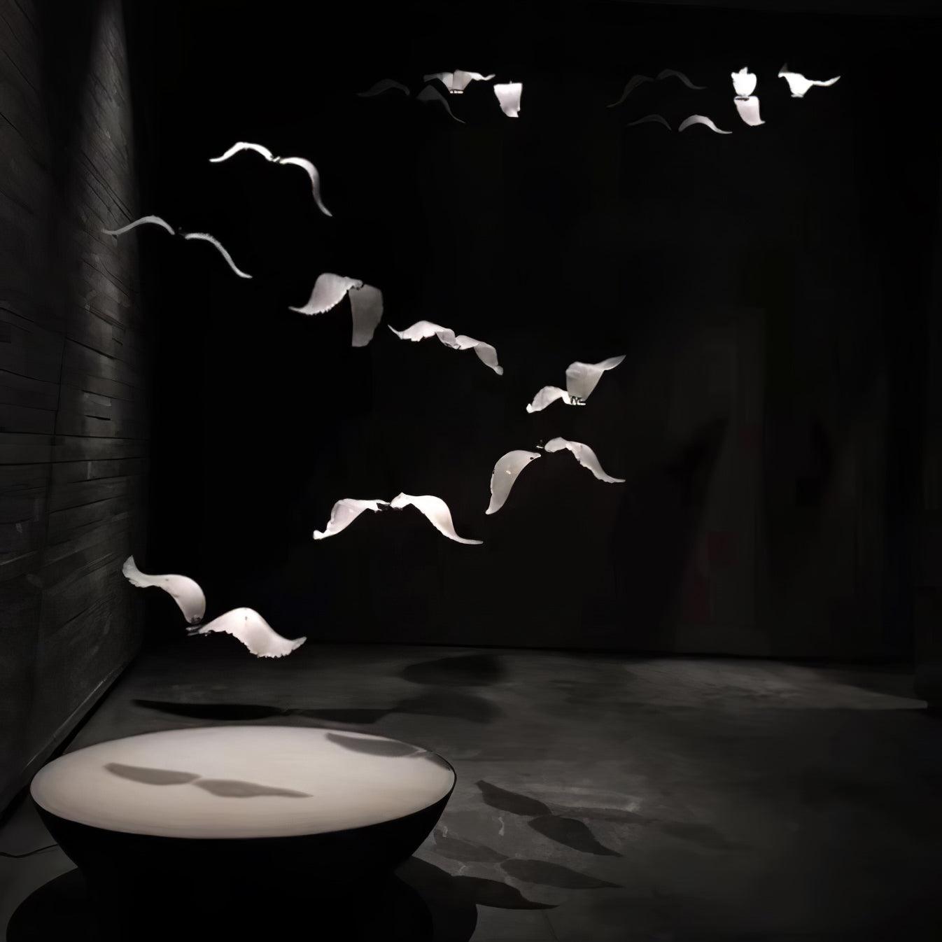 Modern Seagull Pendant Light Multi Head Glass Bird Chandelier for High Ceilings