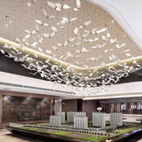 Modern Seagull Pendant Light Multi Head Glass Bird Chandelier for High Ceilings