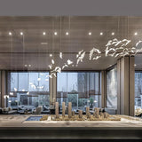 Modern Seagull Pendant Light Multi Head Glass Bird Chandelier for High Ceilings