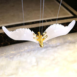 Modern Seagull Pendant Light Multi Head Glass Bird Chandelier for High Ceilings