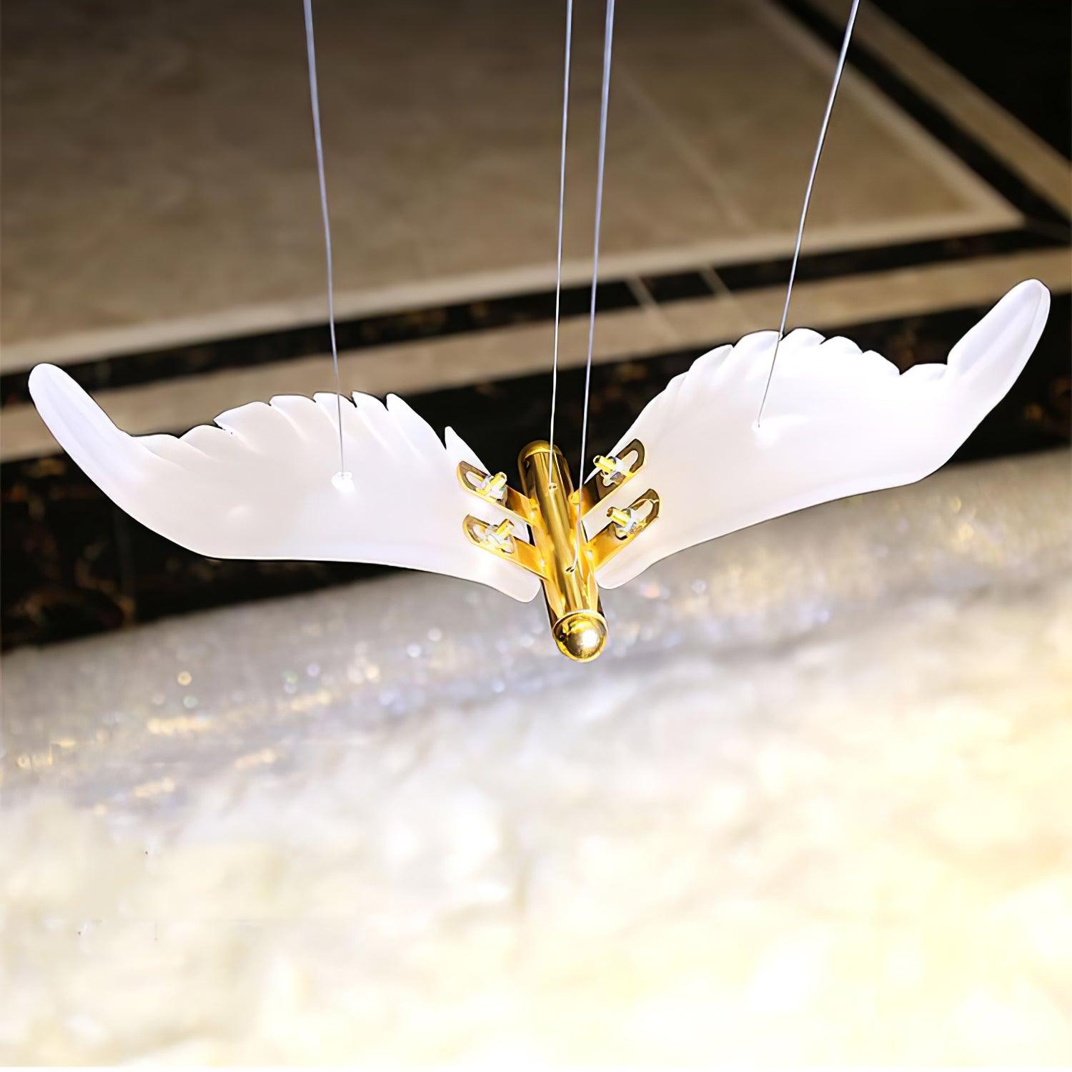 Modern Seagull Pendant Light Multi Head Glass Bird Chandelier for High Ceilings