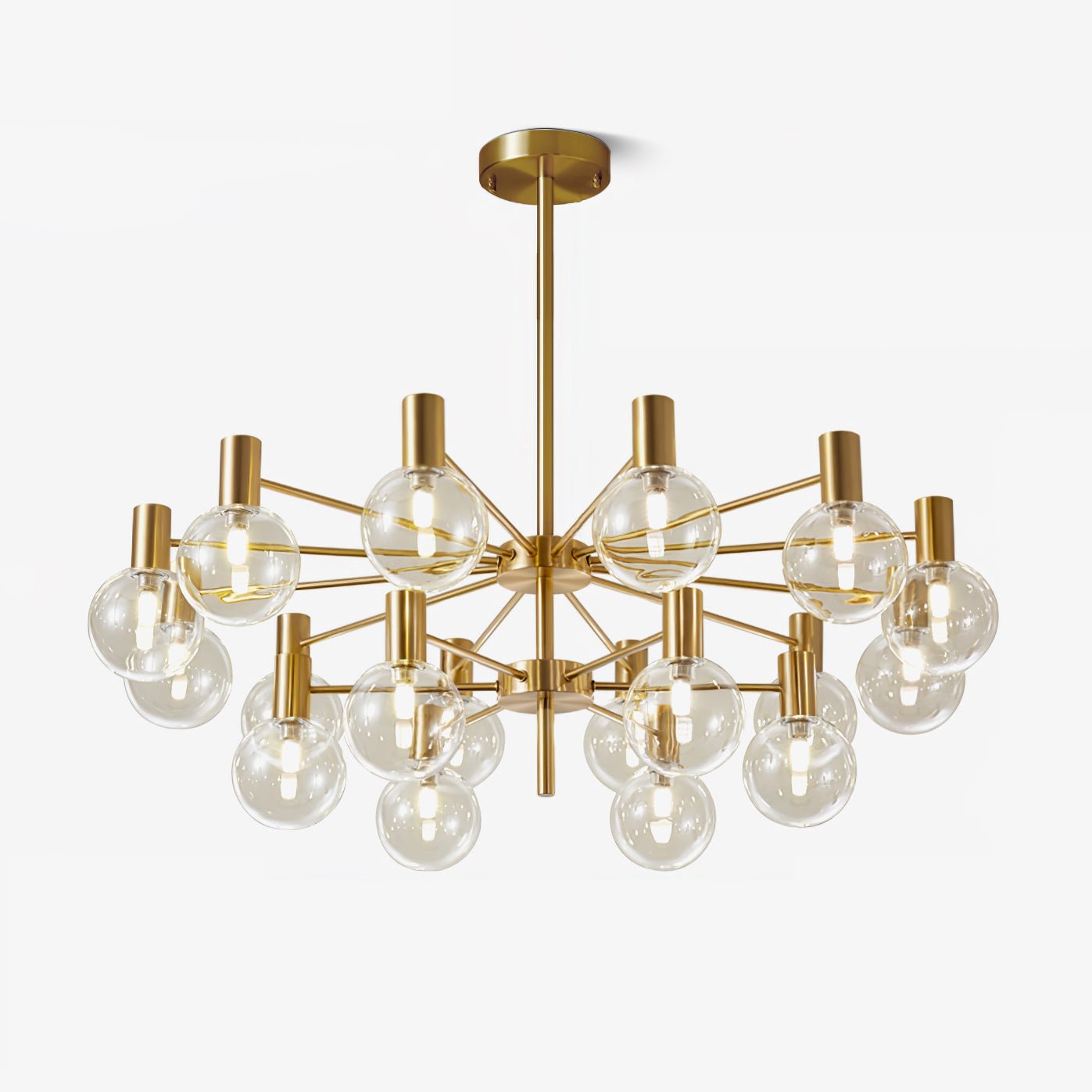 Modern Selva Glass Globe Chandelier Gold Finish Pendant Light for Living Room