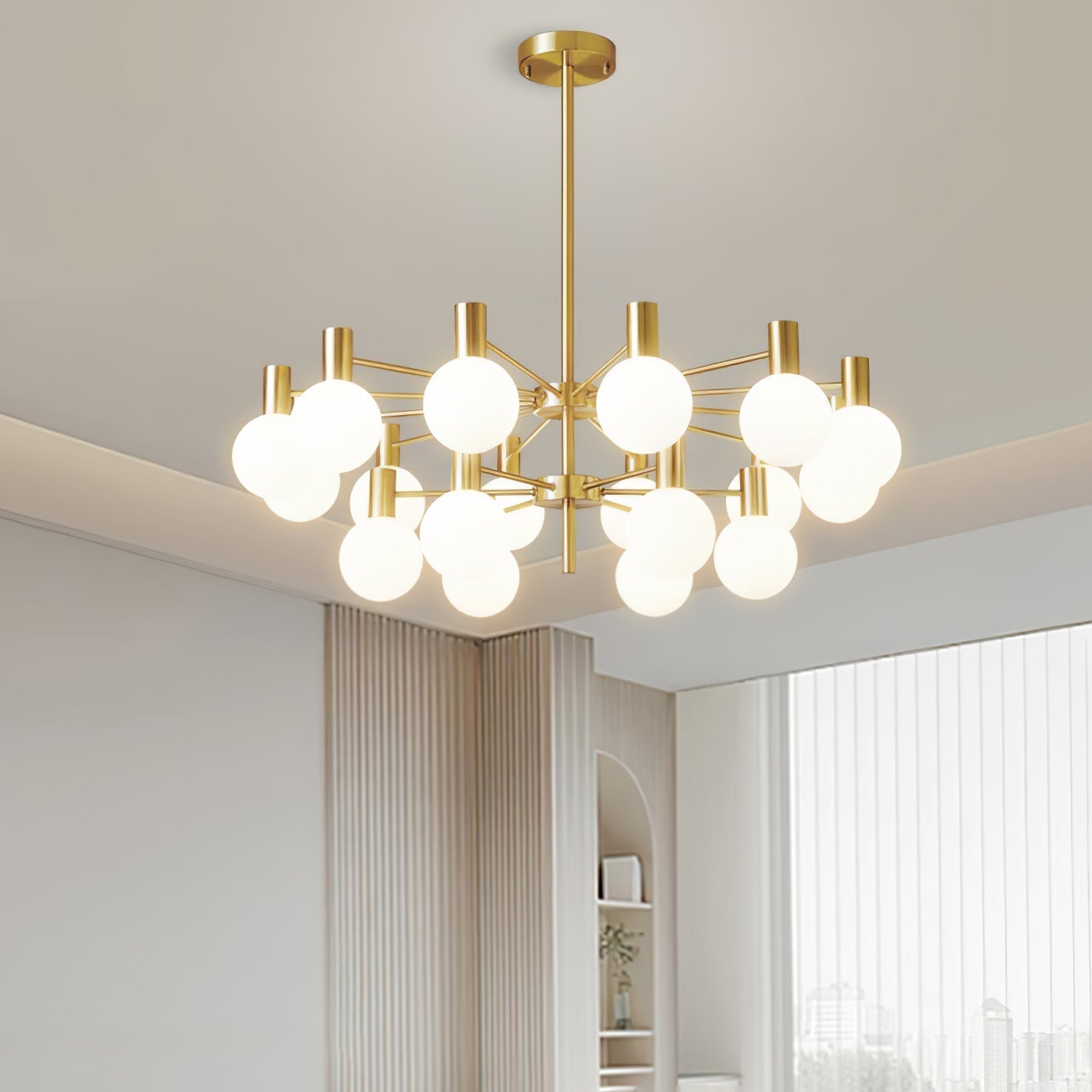 Modern Selva Glass Globe Chandelier Gold Finish Pendant Light for Living Room