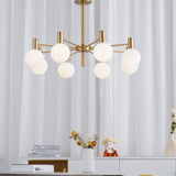 Modern Selva Glass Globe Chandelier Gold Finish Pendant Light for Living Room